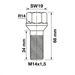 Wielbout 14mm x 1.5mm - 34mm - 66mm - Bolconisch - 19mm - Zwart