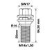 TWS Wielbout M14 x 1,50 - 35mm - SW17 - Bol R14 - Ring - Zilver - Zakje 5st