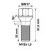 TWS Wielbout M12x1,50 - 32mm - Conisch 60° - SW17 - Zilver - Zakje 5st