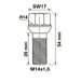 Wielbout M14x1,5 - 35mm - Bol R12 - SW17 - Zilver - Zakje 5st