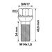 TWS Wielbout M14 x 1,50 - 24mm - SW17 - Bol R13 - Zwart - Zakje 5st