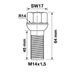 Wielbout M14X1,50 -45mm R14 SW17 zilver 5st