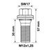 Wielbout M12x1,25 -34mm Conisch SW17 zilver 5st