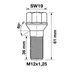 TWS Wielbout M12 x 1,25 - 36mm - SW19 - Conisch - Zilver - Zakje 5st