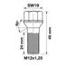 TWS Wielbout M12x1,25 - 24mm - Conisch 60° - SW19 - Zilver - Zakje 5st