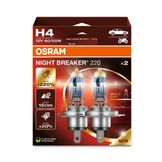 Osram Night Breaker 220% - 12v - 60/55w - P43t - H4 - Hanging folding Box 2st