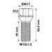 TWS Wielbout M12x1,50 - 40mm - Bol R12 - SW17 - Zilver - Zakje 5st
